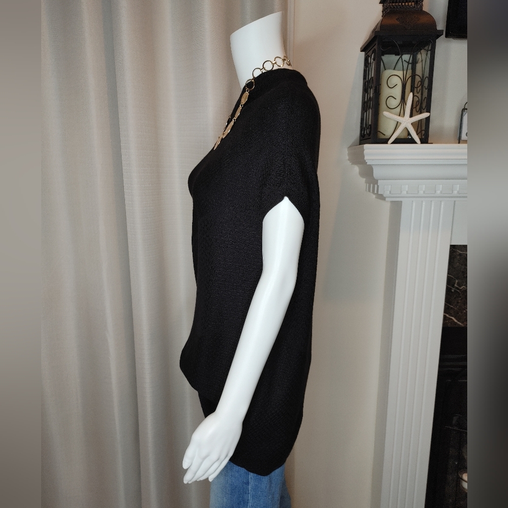 ANTHROPOLOGIE MOTH ASYMETRICAL OFF SHOULDER SWEATER, BLACK S - Picture 6 of 9